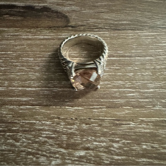 David Yurman Wheaton Morganite Diamond Ring In Sterling Silver - Picture 2 of 6